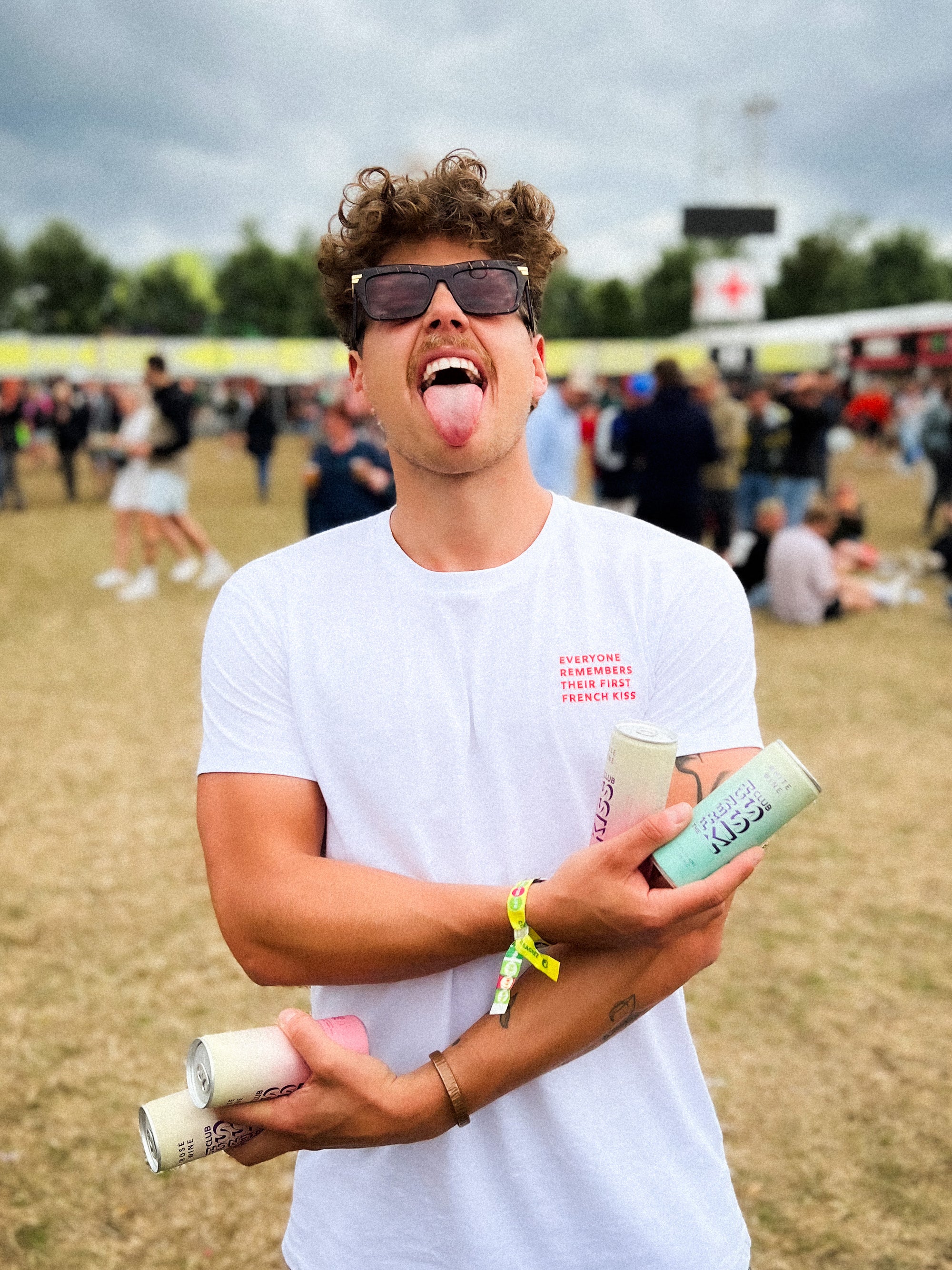 festivalgoer with canned wine