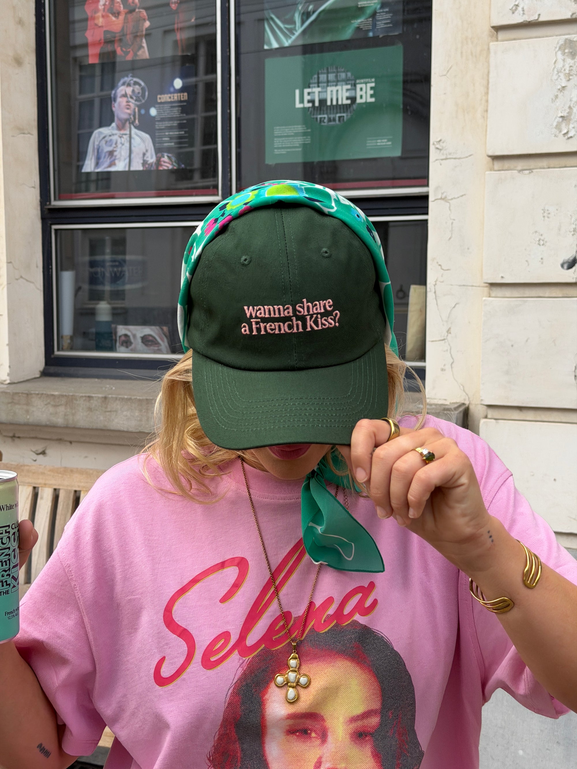 Dark Green Baseball Cap | Wanna Share a French Kiss?