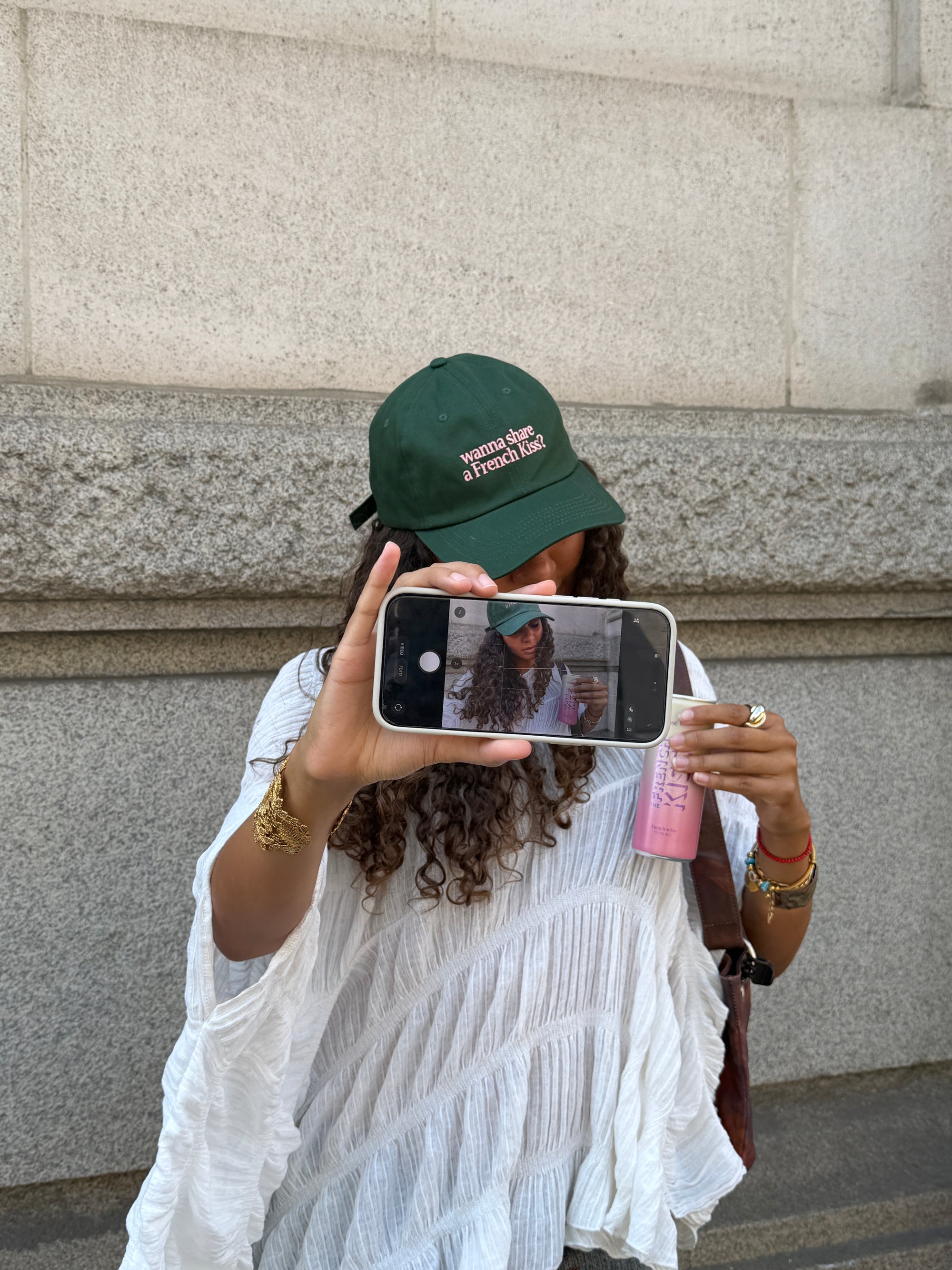 Dark Green Baseball Cap | Wanna Share a French Kiss?